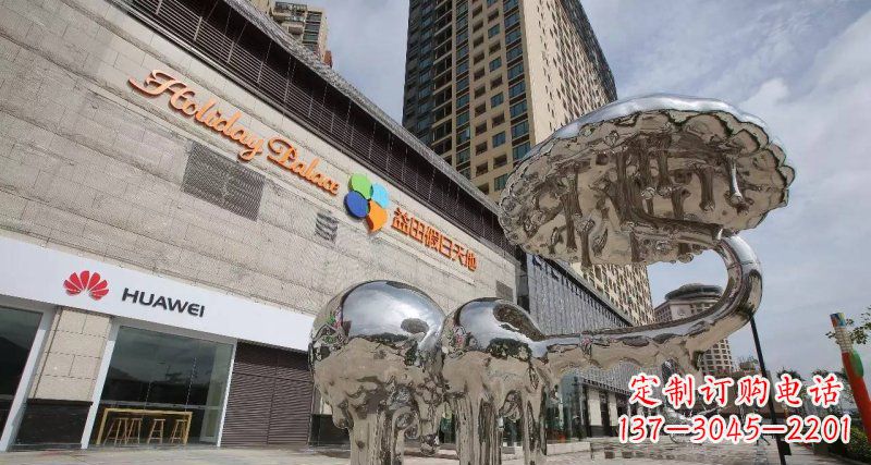 山西不锈钢商场门前抽象喷水大象景观雕塑