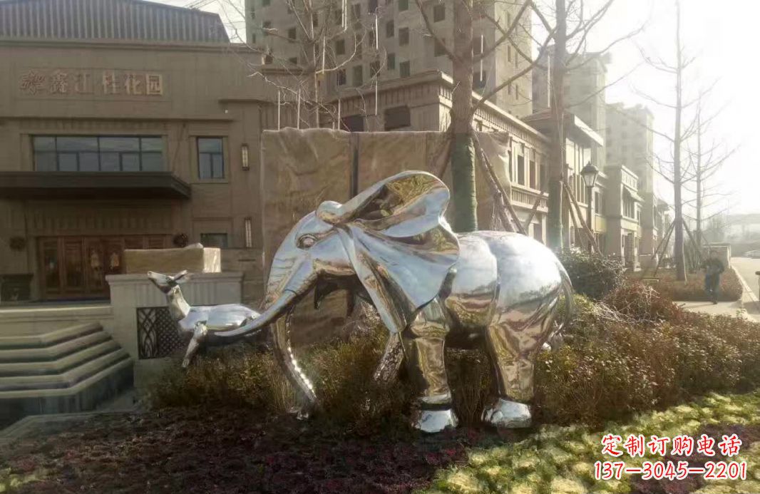 山西不锈钢售楼部动物大象雕塑