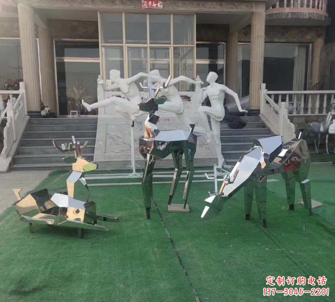 山西不锈钢售楼部动物小鹿雕塑