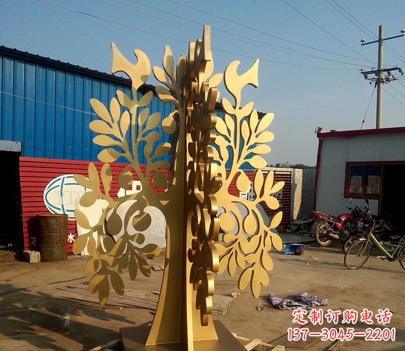 山西不锈钢树叶园林景观雕塑