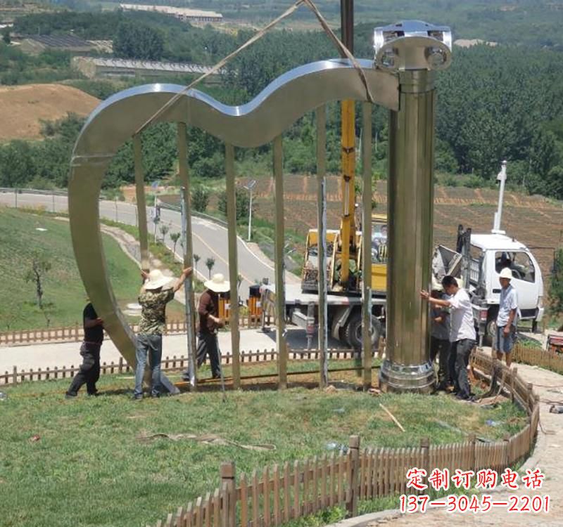 山西音乐美学不锈钢竖琴雕塑
