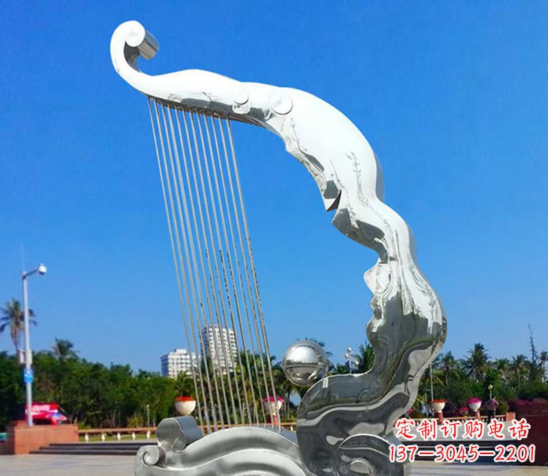 山西不锈钢竖琴雕塑——传承古典音乐之美