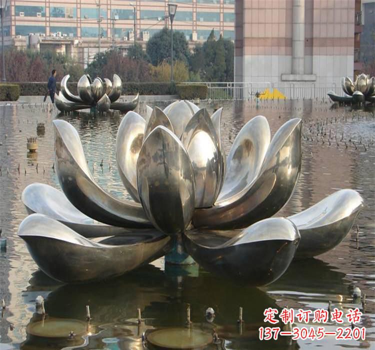 山西不锈钢水景荷花雕塑质朴之美