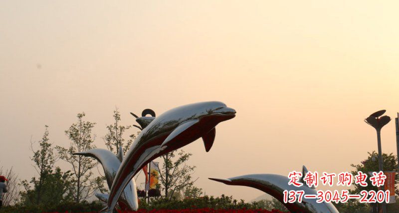 山西不锈钢海豚雕塑跳跃的美丽
