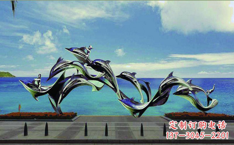 山西不锈钢海豚广场雕塑——精致而又活泼