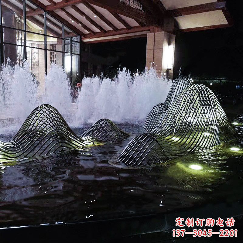 山西不锈钢铁艺水景假山精美雕塑艺术