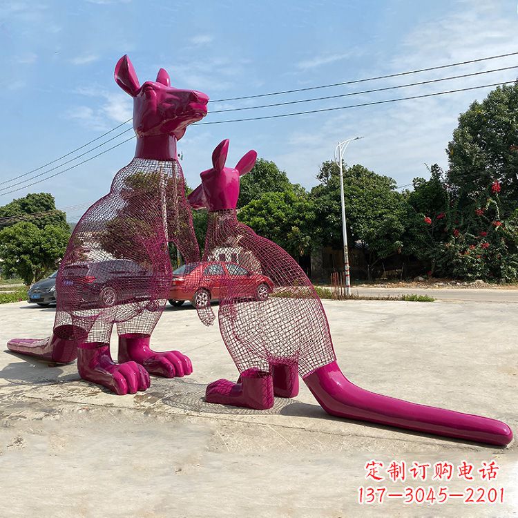 山西不锈钢袋鼠雕塑给公园带来美好景观