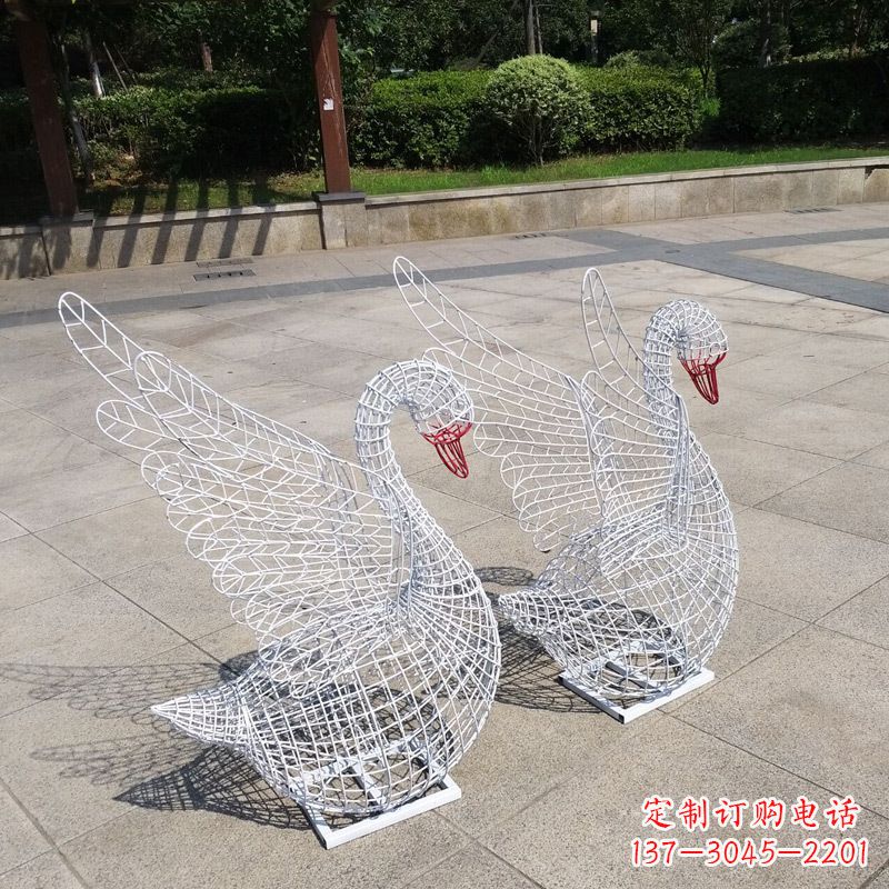 山西不锈钢网格展翅天鹅雕塑