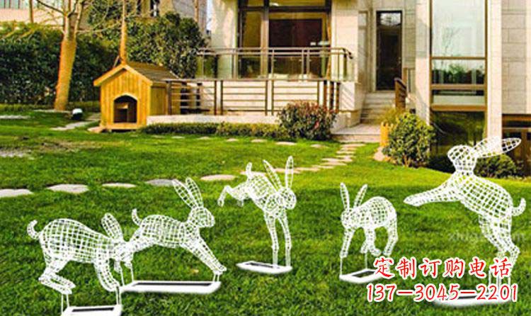 山西不锈钢兔子镂空摆件雕塑