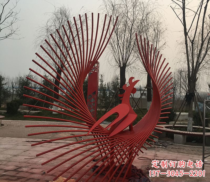 山西不锈钢网状凤凰雕塑精美的艺术之作