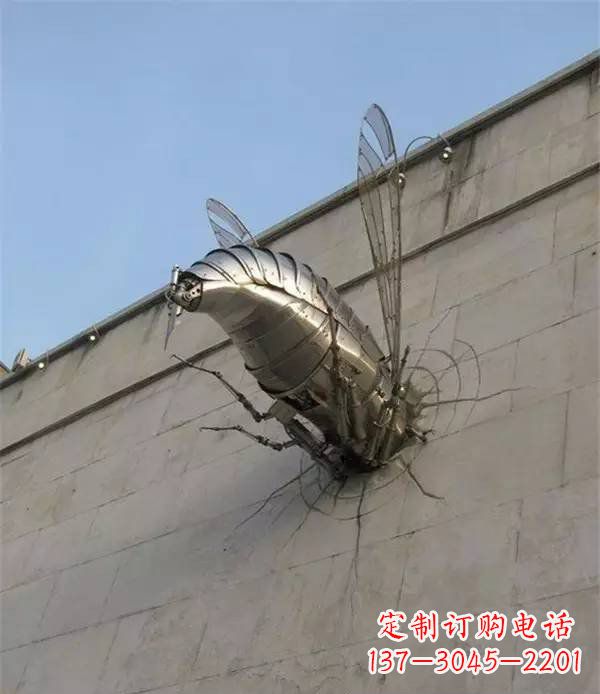 山西不锈钢无头苍蝇动物雕塑