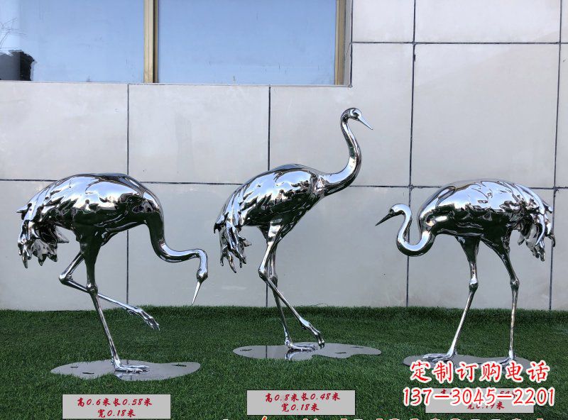 山西不锈钢仙鹤雕塑传承中国古典美感