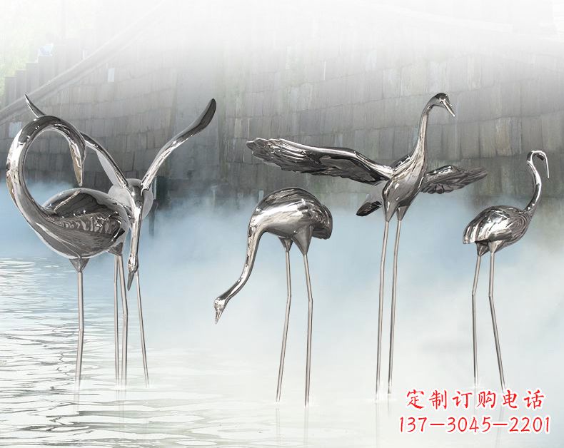 山西不锈钢仙鹤飞鸟雕塑传承传统文化