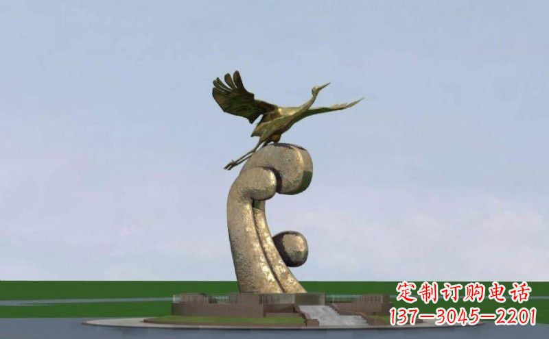 山西不锈钢仙鹤雕塑象征着美丽和宁静