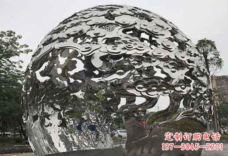 山西不锈钢祥云镂空球拱门雕塑