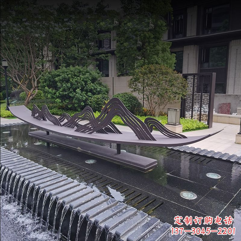 山西精美的不锈钢小船假山