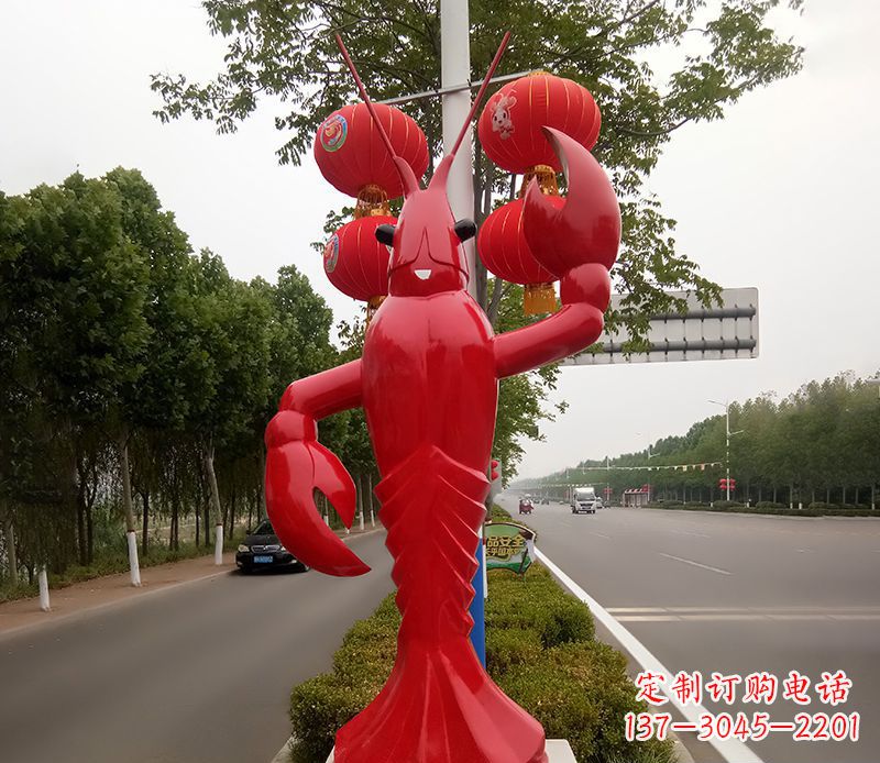 山西不锈钢小龙虾景观雕塑