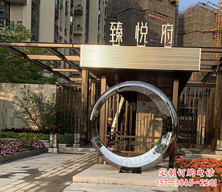 山西不锈钢小区景观圆环雕塑