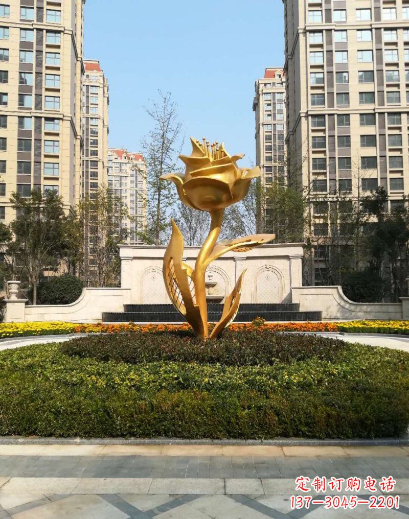 山西不锈钢小区玫瑰花雕塑浓郁情感的视觉体验
