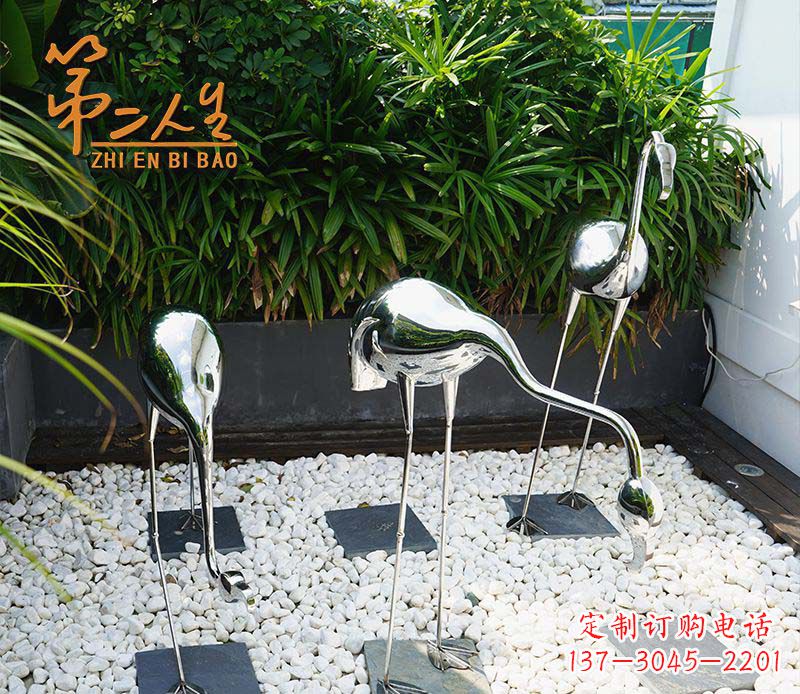 山西不锈钢仙鹤雕塑象征着吉祥和美景