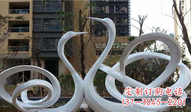 山西不锈钢小区美丽的天鹅雕塑
