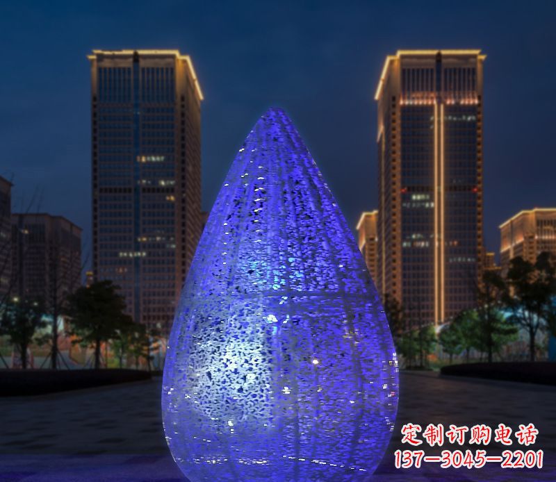 山西不锈钢小区照明美轮美奂的水滴雕塑
