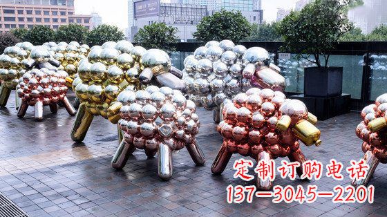 山西不锈钢小羊肖恩抽象动物雕塑