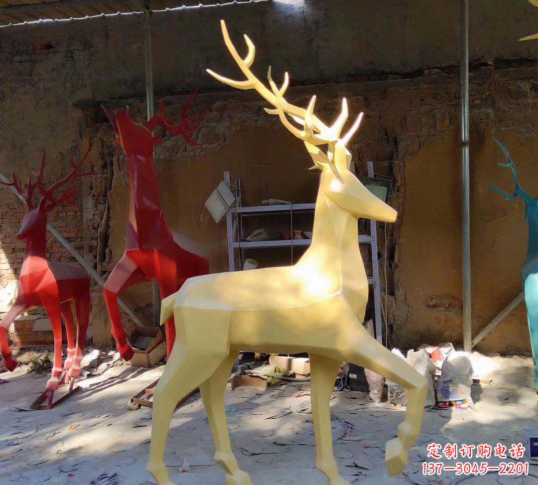 山西新款仿真不锈钢小鹿雕塑