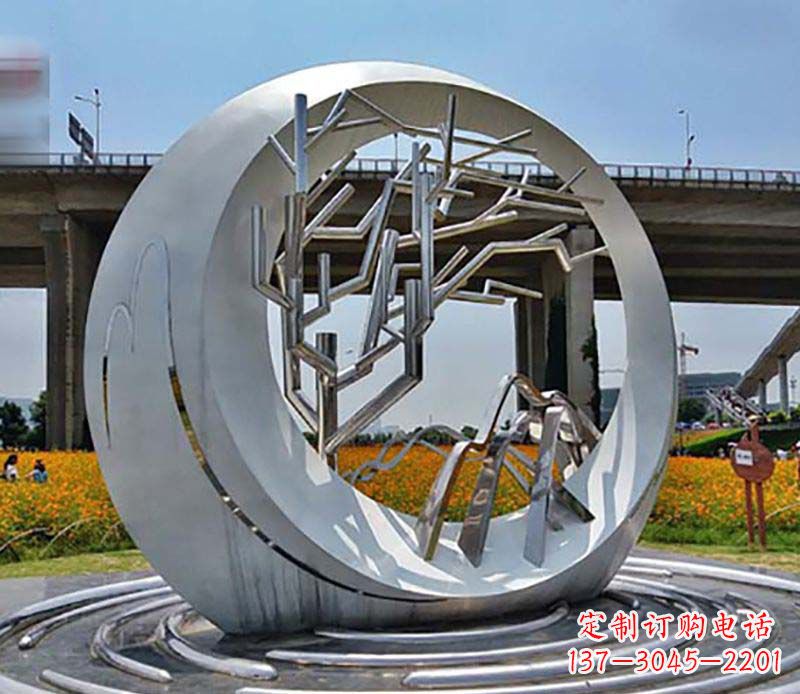 山西不锈钢异形圆环雕塑