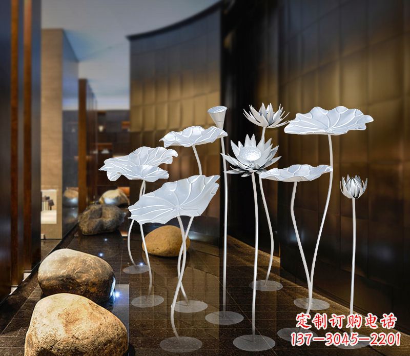 山西不锈钢银色荷花雕塑精美外形魅力无限