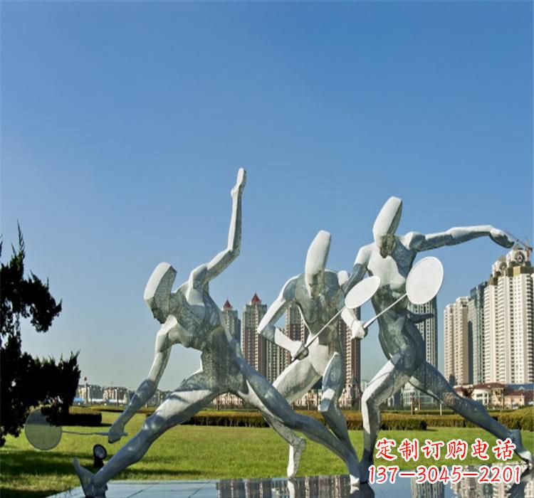 山西不锈钢园林打羽毛球雕塑