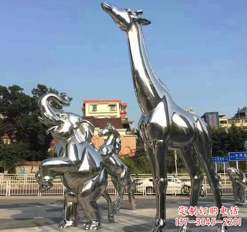 山西不锈钢园林长颈鹿雕塑