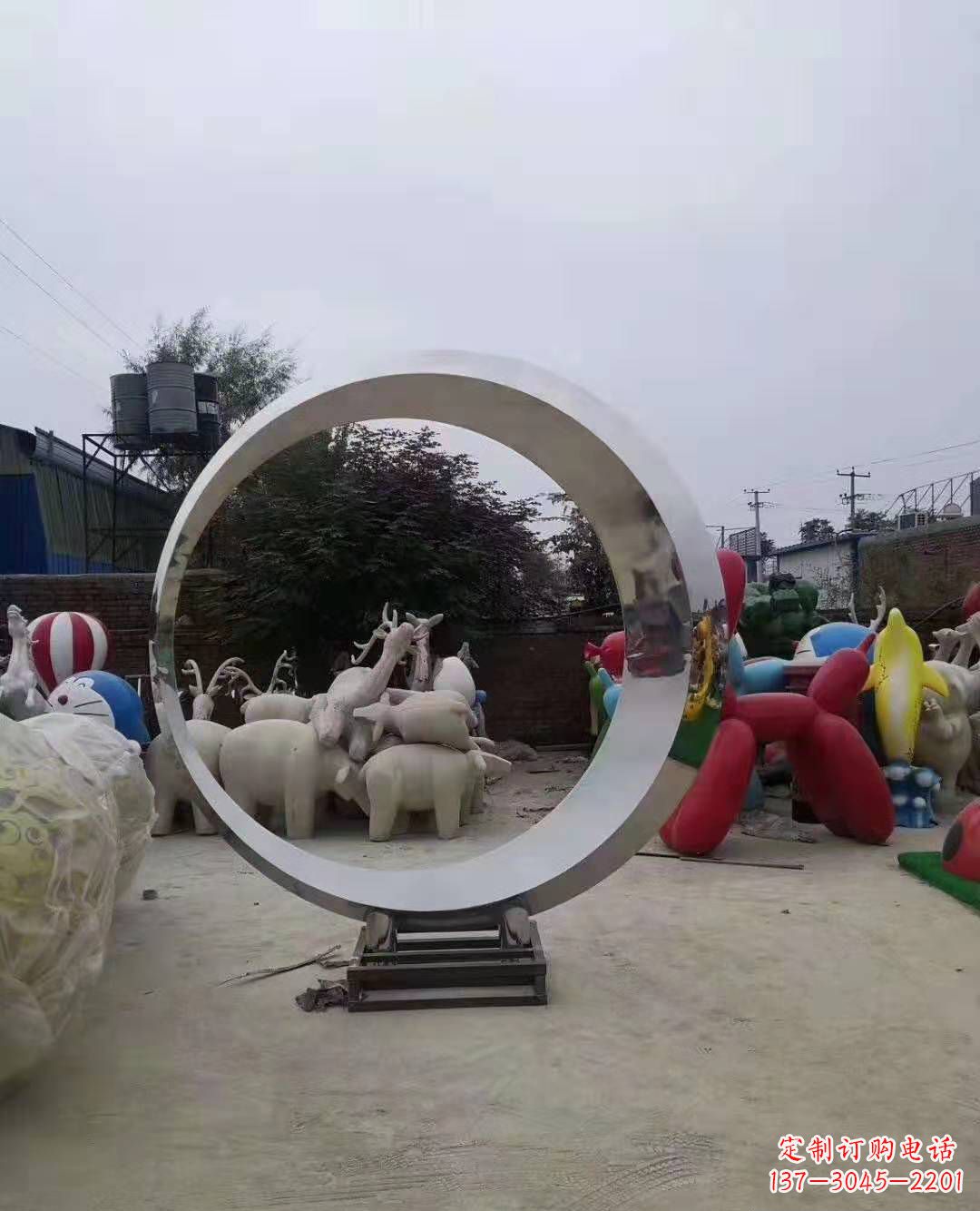 山西不锈钢圆环雕塑广场景观雕塑户外摆件