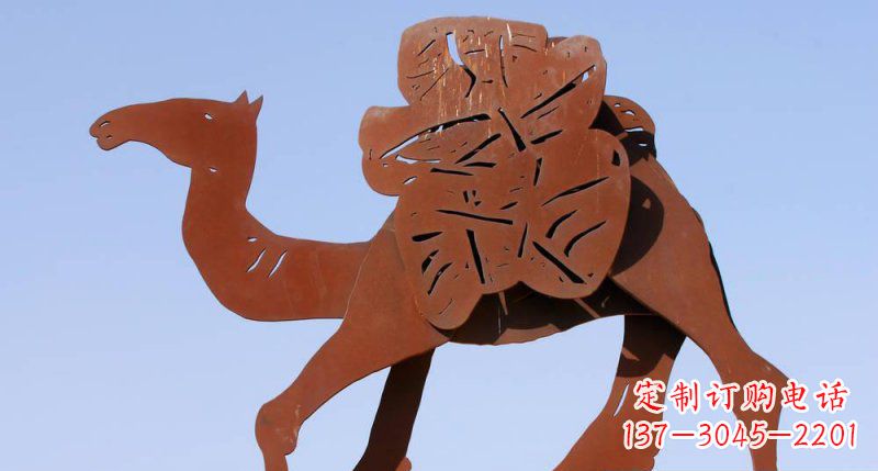 山西不锈钢运货骆驼动物剪影雕塑
