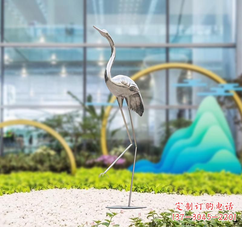 山西不锈钢展翅仙鹤雕塑