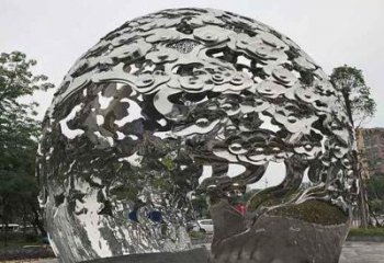 山西不锈钢祥云镂空球拱门雕塑