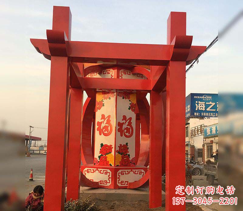 山西不锈钢中国梦灯笼雕塑
