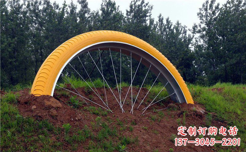 山西不锈钢自行车雕塑——景观美化的象征