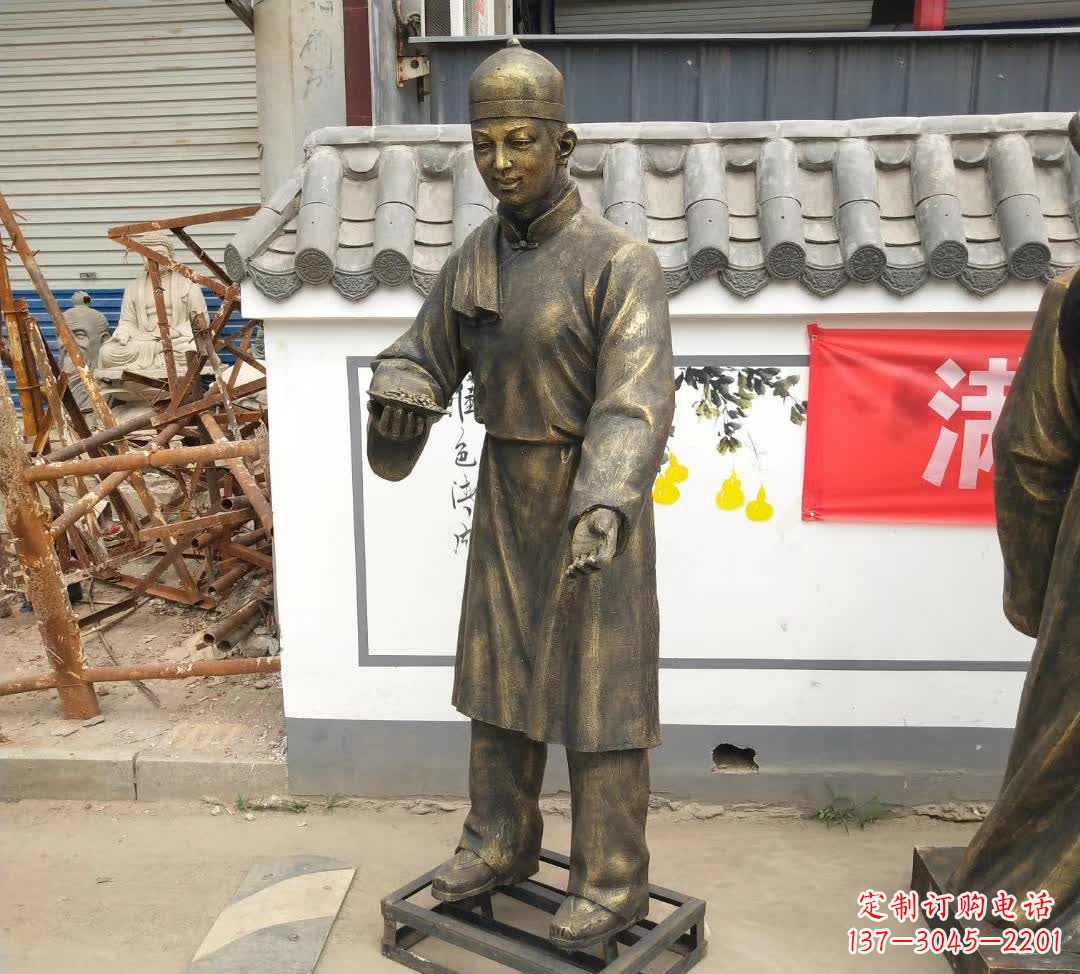 山西传承百年店小二铜雕