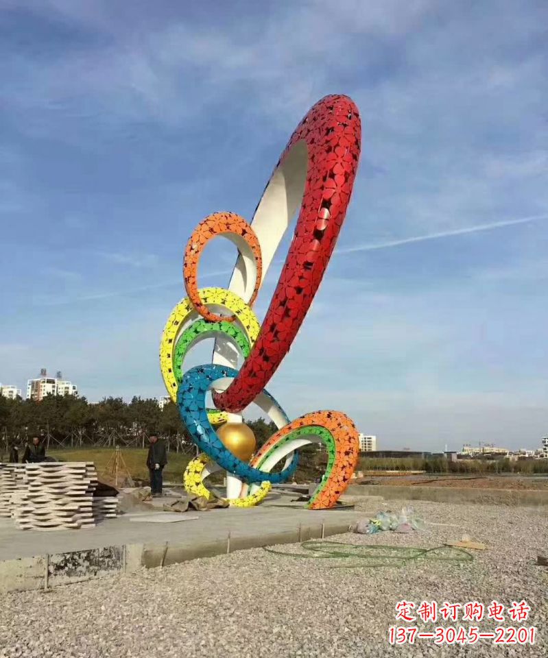 山西彩色不锈钢圆环雕塑极致美学之精品