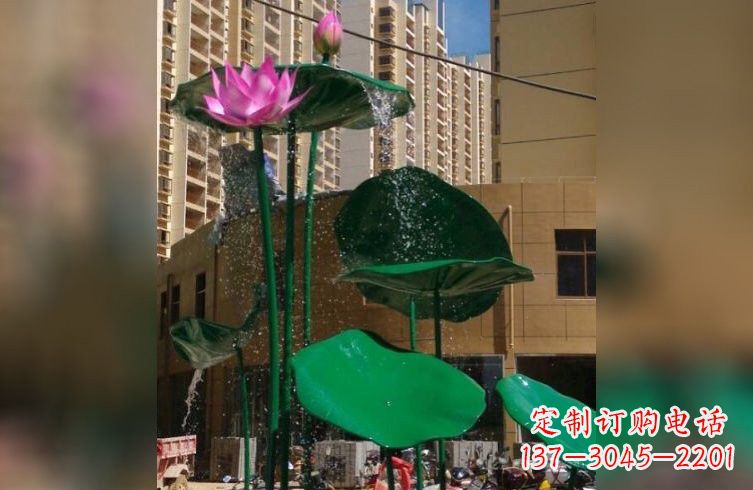 山西彩色不锈钢荷花雕塑222