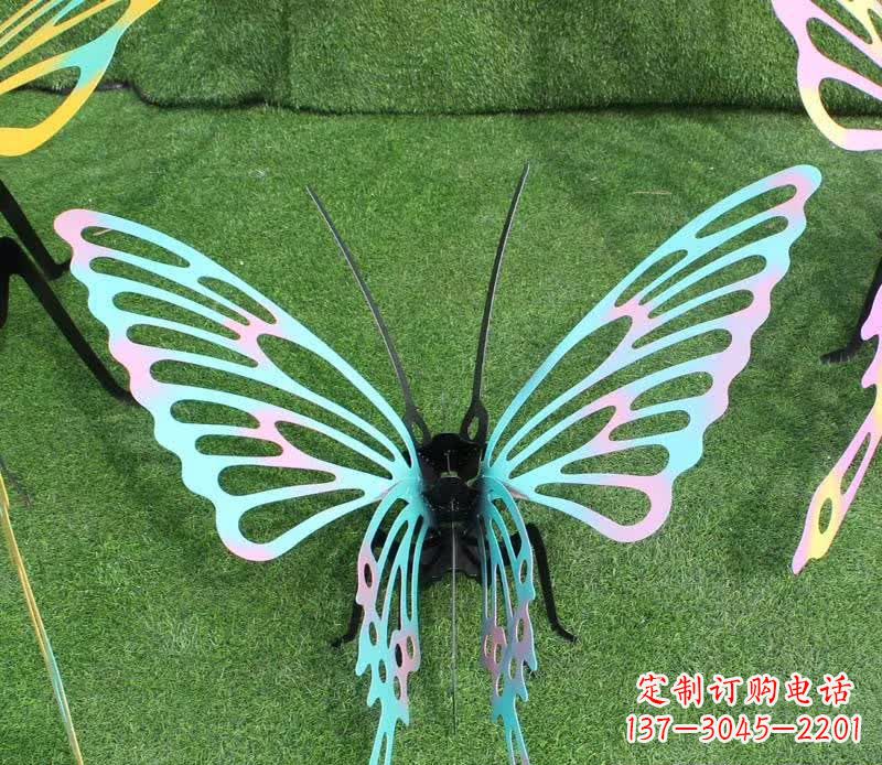 山西彩色不锈钢镂空蝴蝶雕塑精美又充满生机