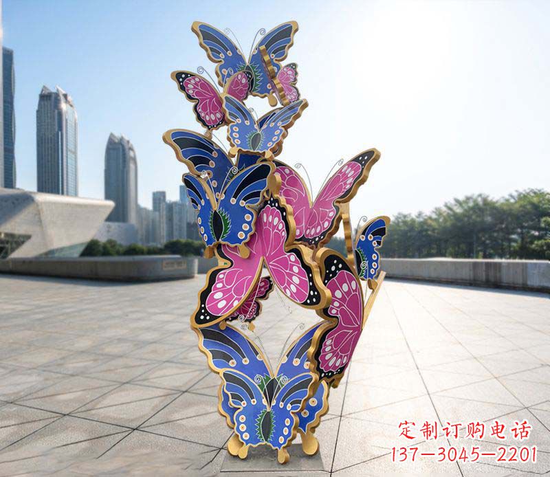 山西彩色仿真蝴蝶不锈钢雕塑