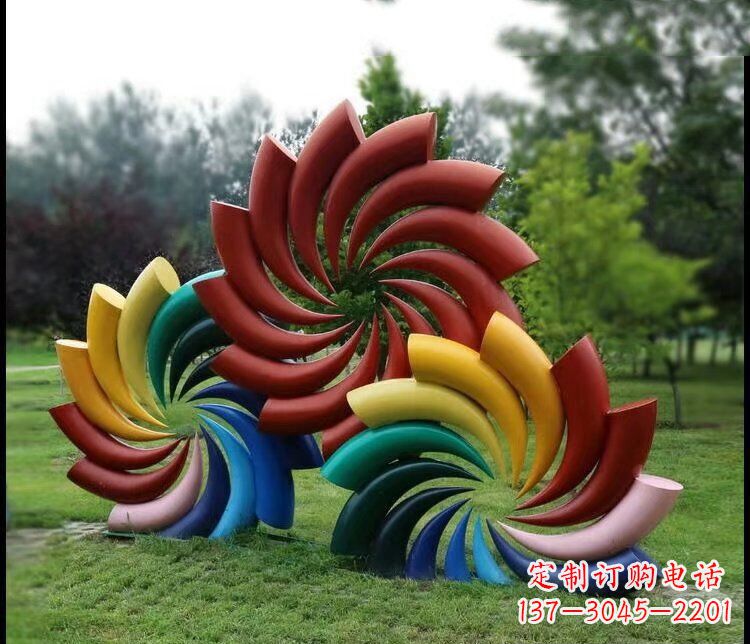 山西彩色不锈钢风车雕塑