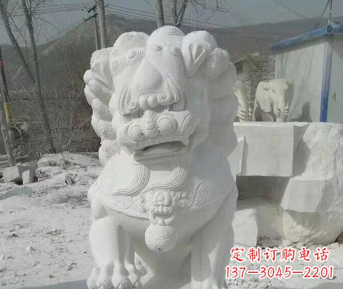 山西狮子雕塑踩绣球石狮子寺庙的独特景观