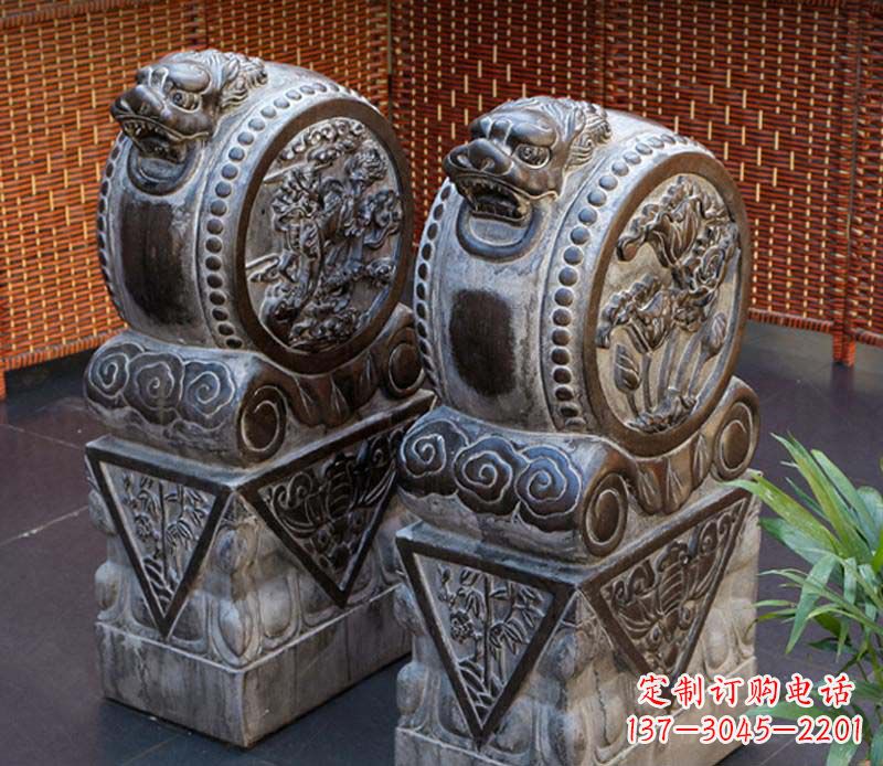 山西茶楼景观仿古石门墩