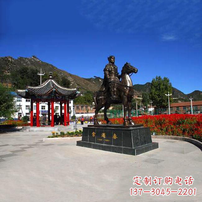 山西常遇春骑马铜雕塑像-景区广场历史名人古代著名将领将军雕像
