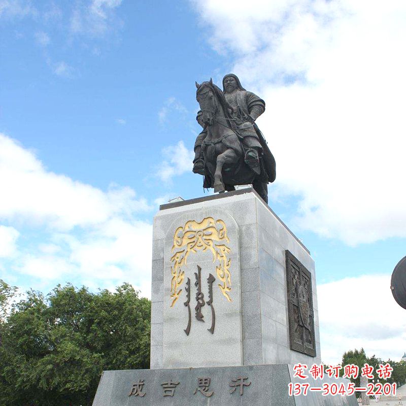 山西成吉思汗象征英雄的铜雕塑