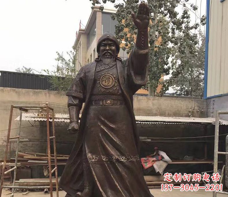山西传承民族英雄——成吉思汗铜雕
