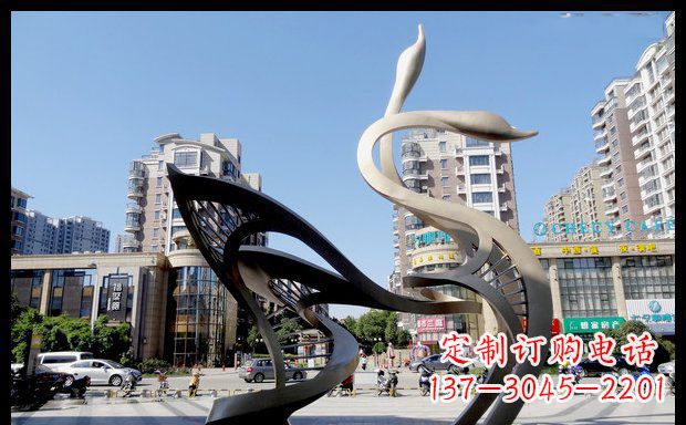 山西城市凝聚的美丽不锈钢天鹅雕塑